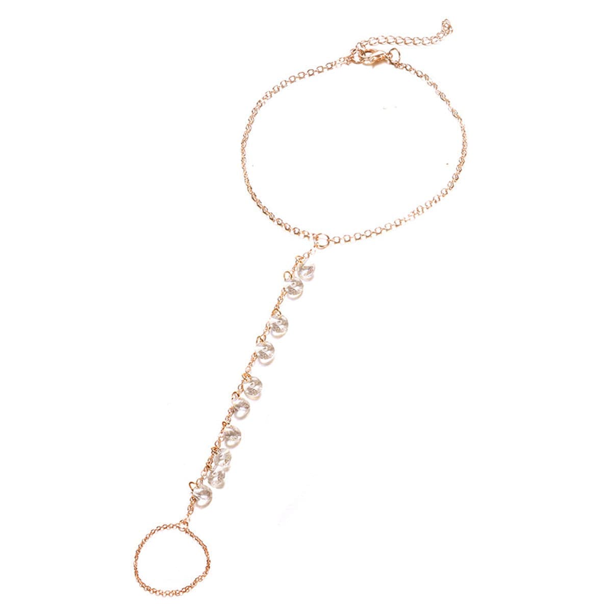 Acrylic & Goldtone Ankle-To-Toe Ring Charm Anklet