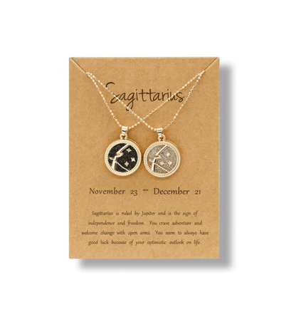Crystal & 18K Goldtone Plated Zodiac Circular Set of 2 Pendant Necklaces - Sagittarius
