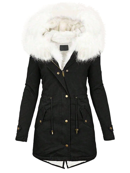 Chic YC Women's Winter Parka Coat Fleece Lined Military Jacket Women Faux Fur Hooded Coat