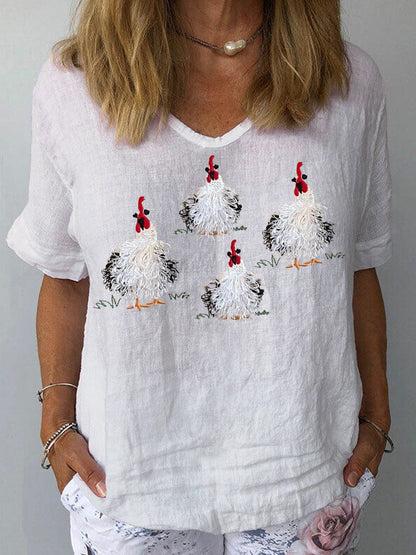 Artistic Retro Digital Print Pullover Top – Women’s Chinese Style