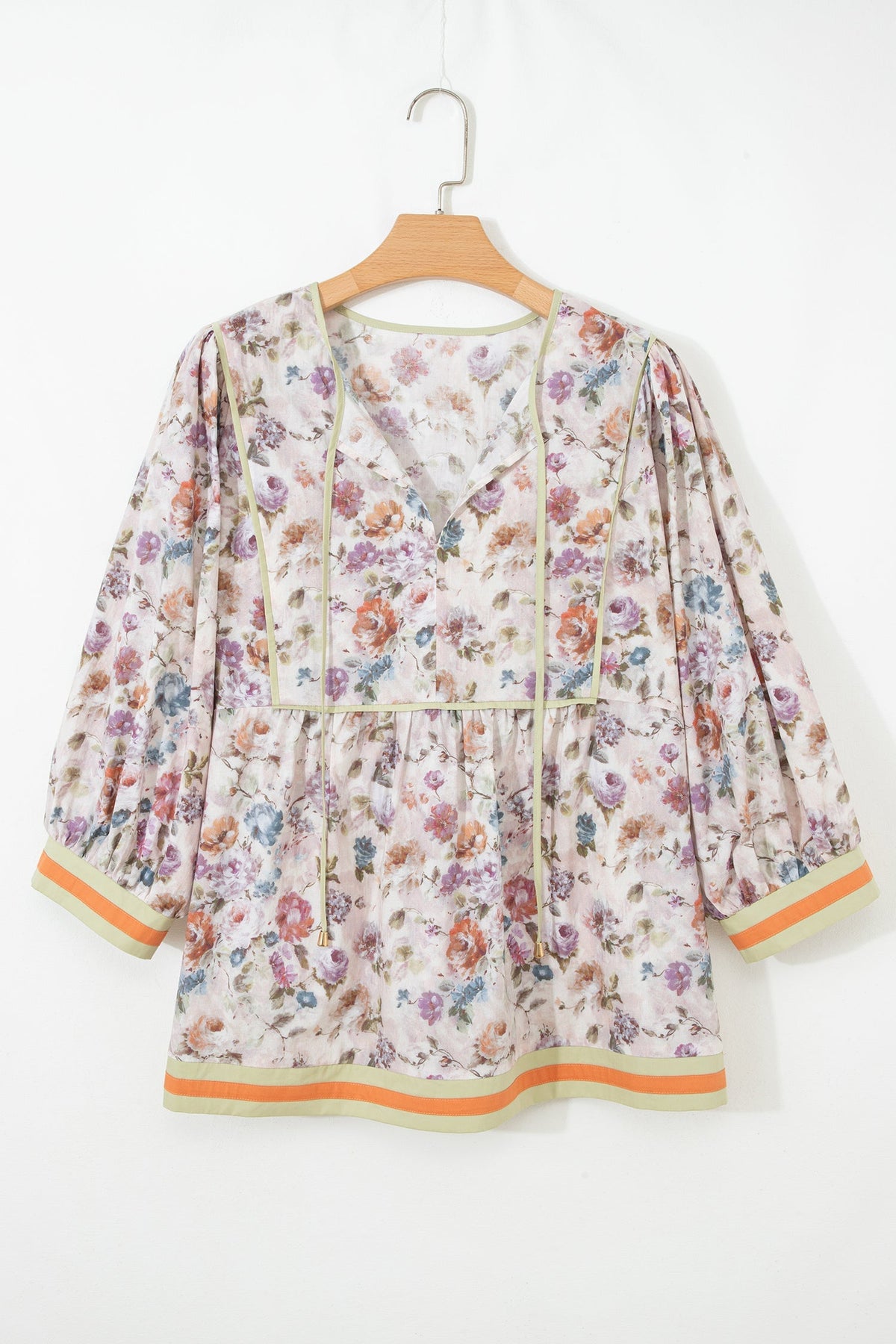 Threaded Pear Andi Striped Detail Babydoll PLUS Blouse