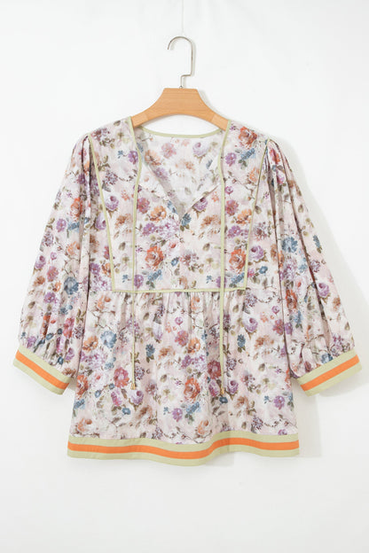 Threaded Pear Andi Striped Detail Babydoll PLUS Blouse