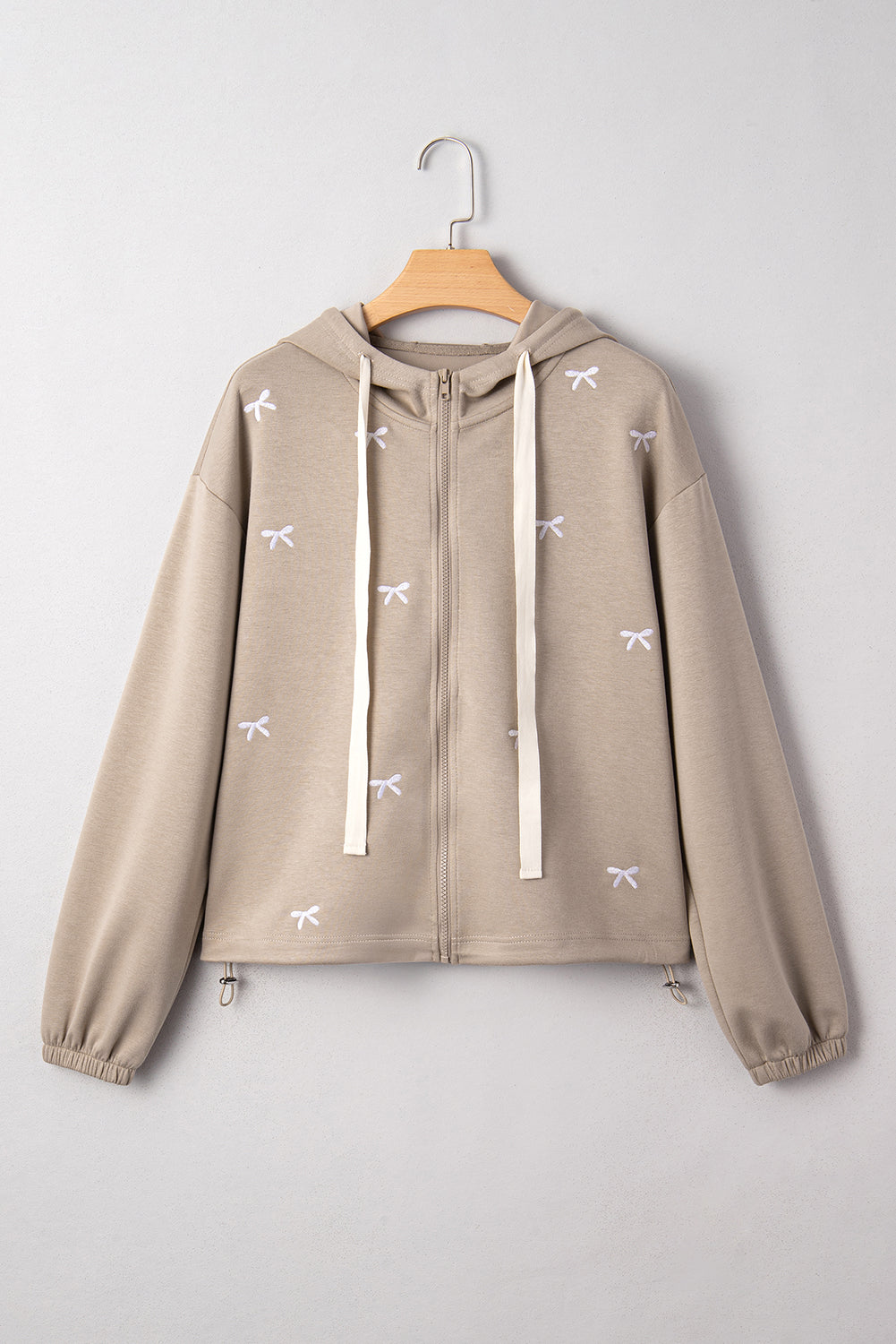 Brielle Bow Embroidered Zip Up Hoodie
