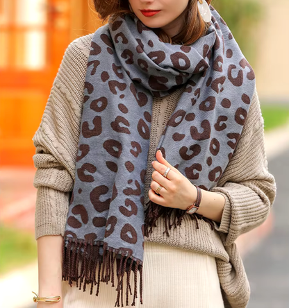 Brown Leopard Scarf