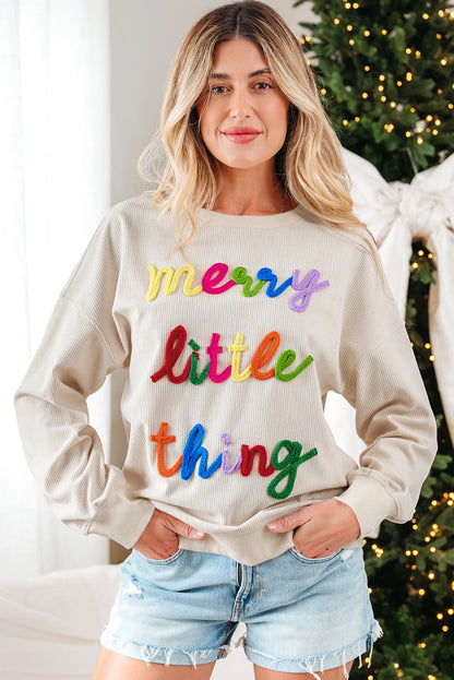 Threaded Pear Sylevi Graphic Ribbed Loose Sweatshirt