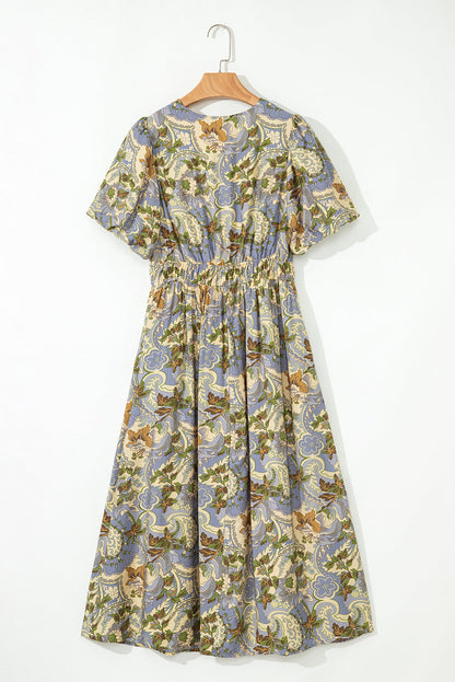 Threaded Pear Nora Puff Sleeve Long Dress