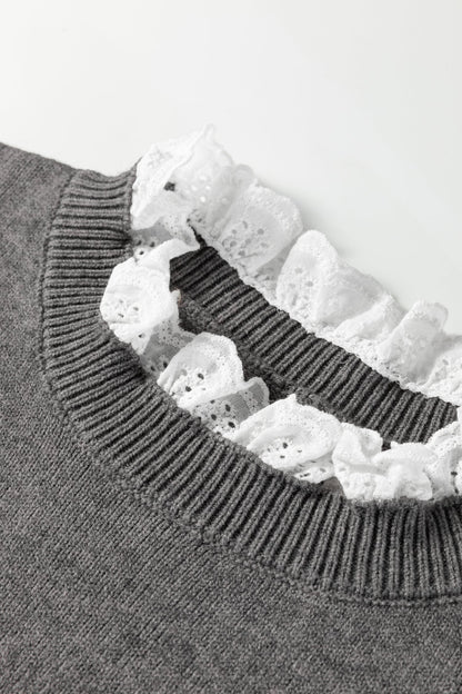 Threaded Pear Katelyn Patchwork Cuffs Loose Sweater