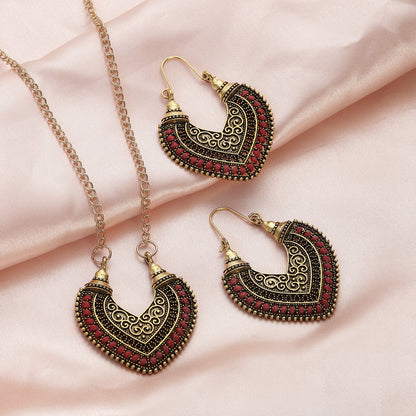 Colored Rope Winding Jewelry Set | Artistic Woven Necklace & Earrings Two-Piece Set | Vibrant Boho-Chic Statement Accessories | Handmade Style Geometric Rope Jewelry