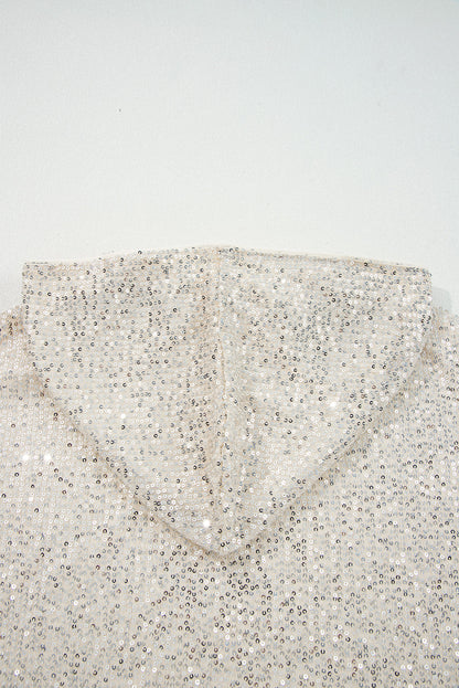 Threaded Pear Stella Stream Sequin Hooded Long Sleeve Top