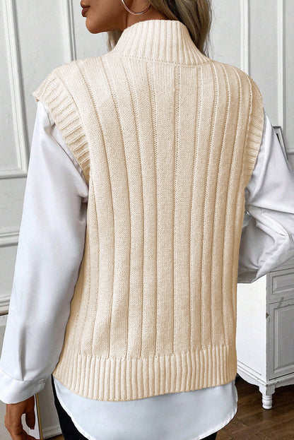 Threaded Pear Sylvia Cable Knit High Neck Sweater Vest