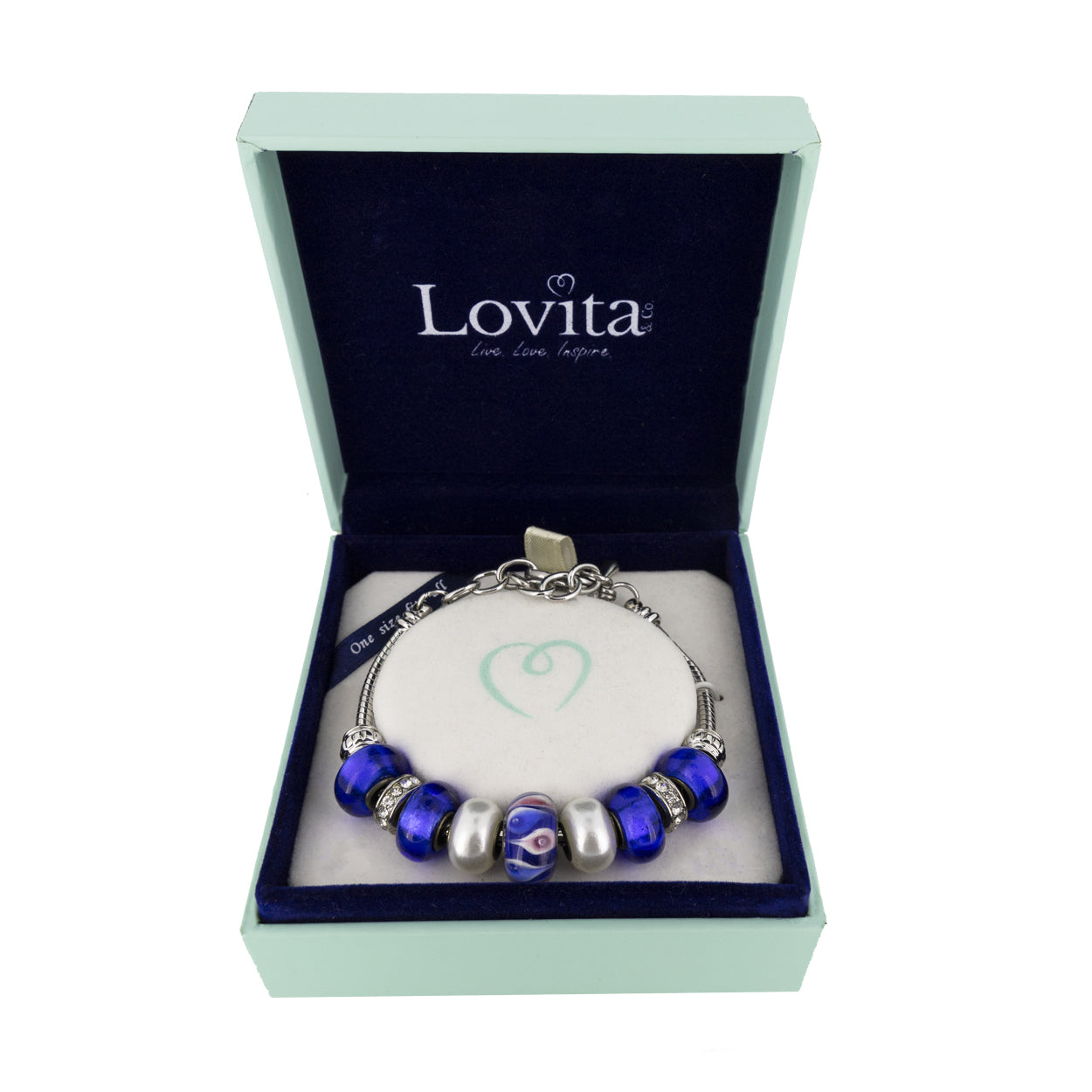 Lovita Charm Bracelet Blue and Silver Charms