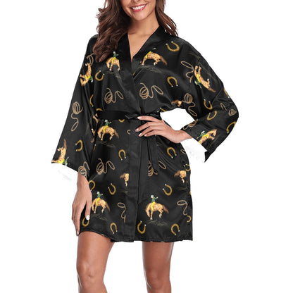 Baha Ranch Rodeo Cowboy Satin Kimono Sleeve Robe