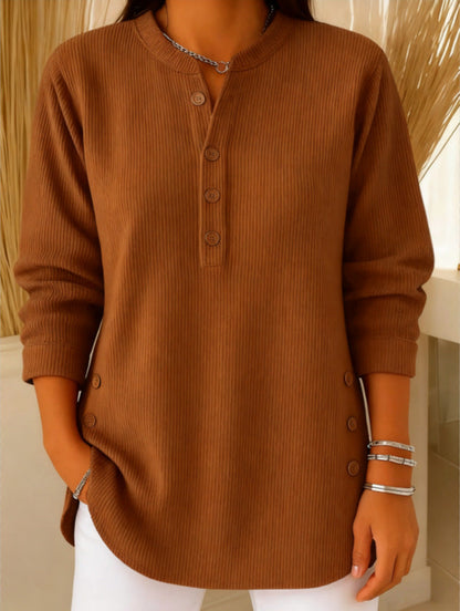 Women’s V-Neck Button-Down Sweater | Fashion Casual Solid Color Long-Sleeved Top | Elegant Knit Blouse T-Shirt for Women | Trendy Minimalist Soft-Touch Pullover | 2026 High-Fashion Lightweight Winter & Autumn Clothing
