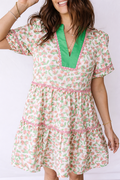Threaded Pear Rachel Short Puff Sleeve Dress