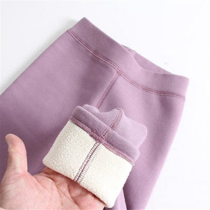 Girls Wool-Lined Thickened Winter Leggings