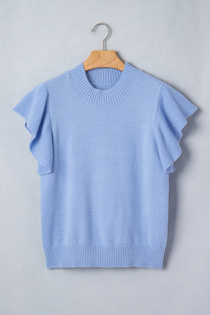 Threaded Pear Hadassah Ruffle Short Sleeve Sweater
