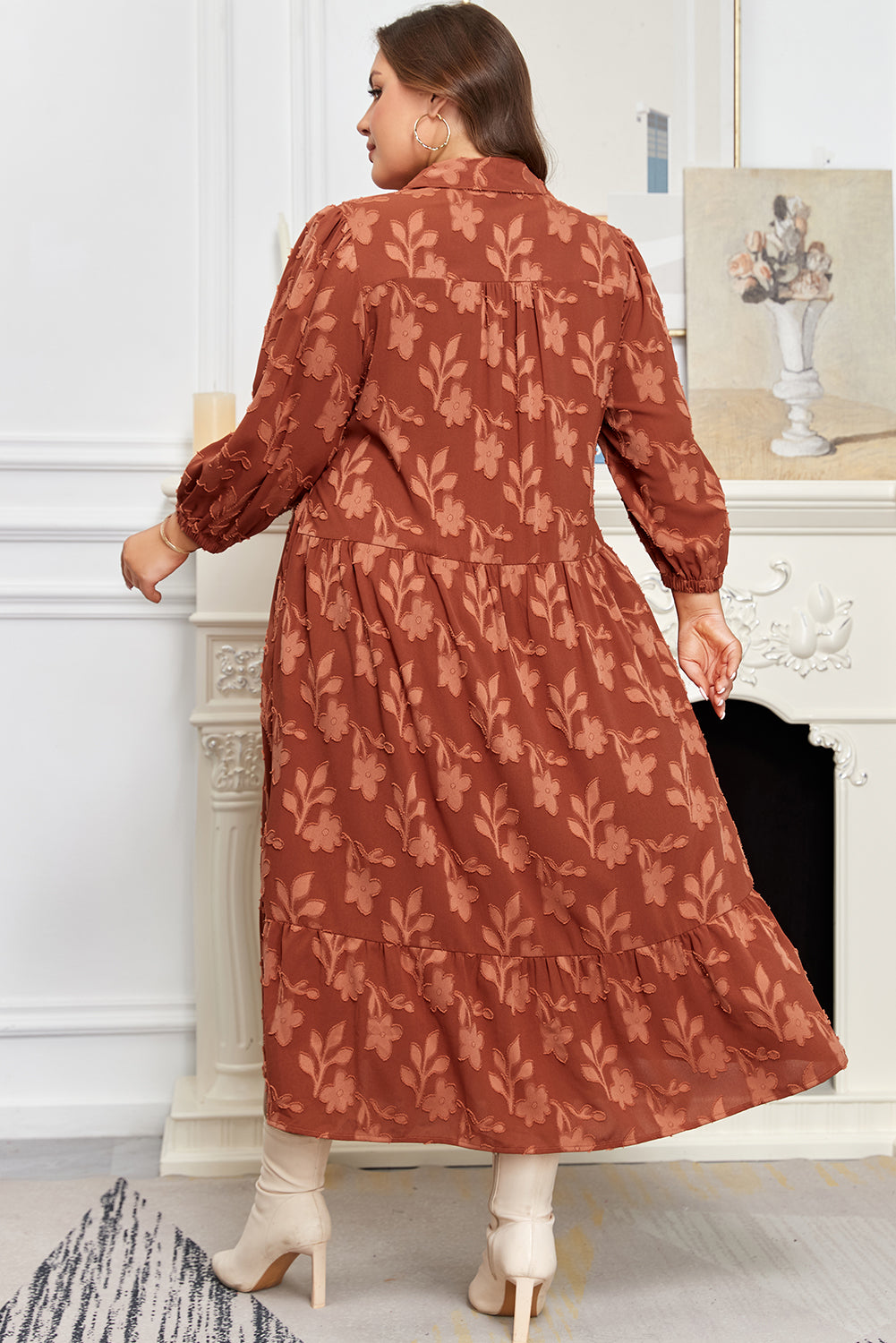 Threaded Pear Mallory 4 Sleeve Long PLUS Dress