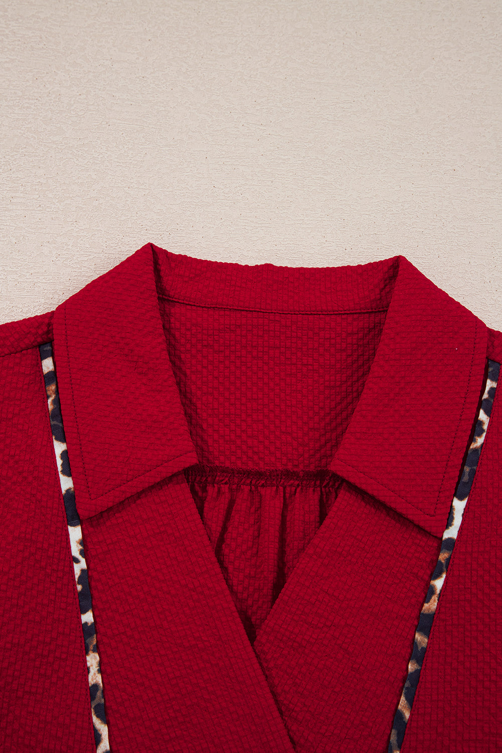 Threaded Pear Alma Contrasted Trim Textured Blouse