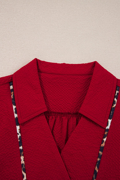 Threaded Pear Alma Contrasted Trim Textured Blouse