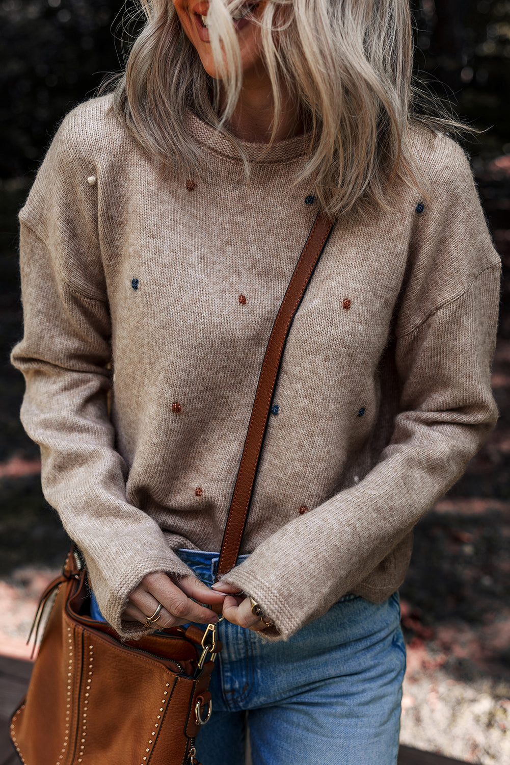 Threaded Pear Abigail Detail Drop Shoulder Sweater