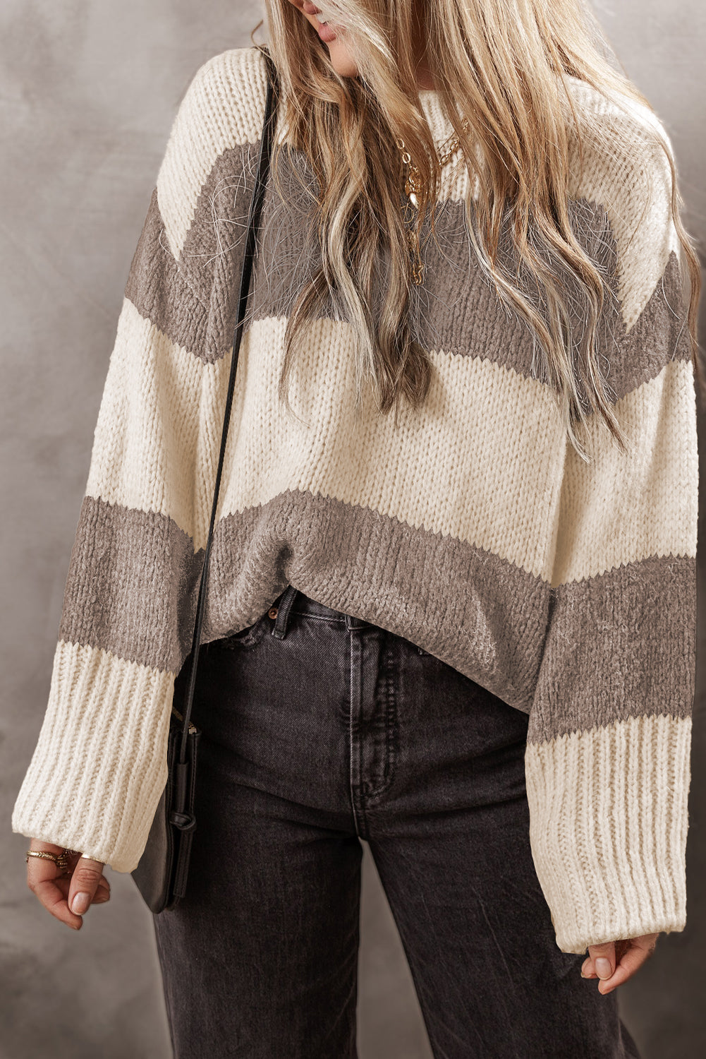 Threaded Pear Livia Colorblock Loose Pullover Sweater