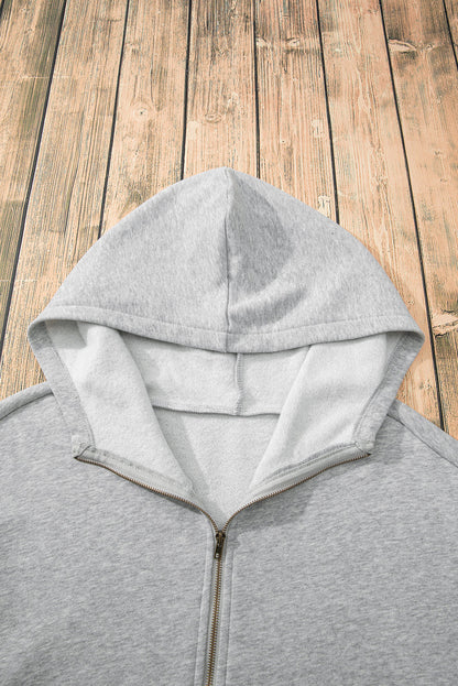 Threaded Pear Kate Fleece Lined Half Zipper Kangaroo Pockets Loose Hoodie