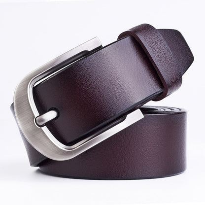 Men's Leather Belt With Pin Buckle, Genuine Leather Men's Waist Belt, Cowhide