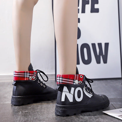 Women’s All-Match High-Top Canvas Boots | Trendy Girls' Short Canvas Sneakers | Modern Urban High-Top Lace-Up Shoes | Breathable Casual Canvas Short Boots for Women