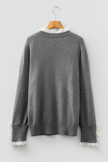 Threaded Pear Katelyn Patchwork Cuffs Loose Sweater