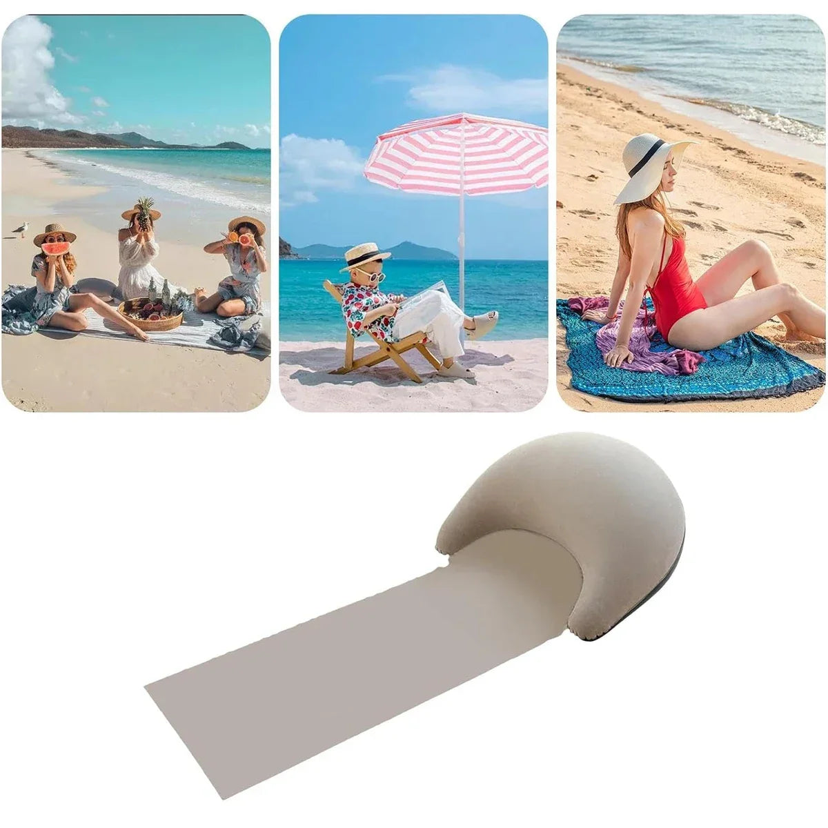 Beach Mat with Inflatable Head Pillow