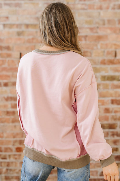 Threaded Pear Lina Waffle Patchwork Oversize Sweatshirt