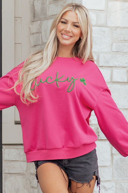 Threaded Pear Armani Clover Embroidered Loose Pullover