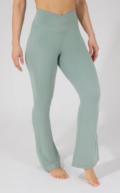 90 Degree by Reflex Lux Madison Crossover Elastic Free Waist 31 1/2 inch Flare Leg Pant