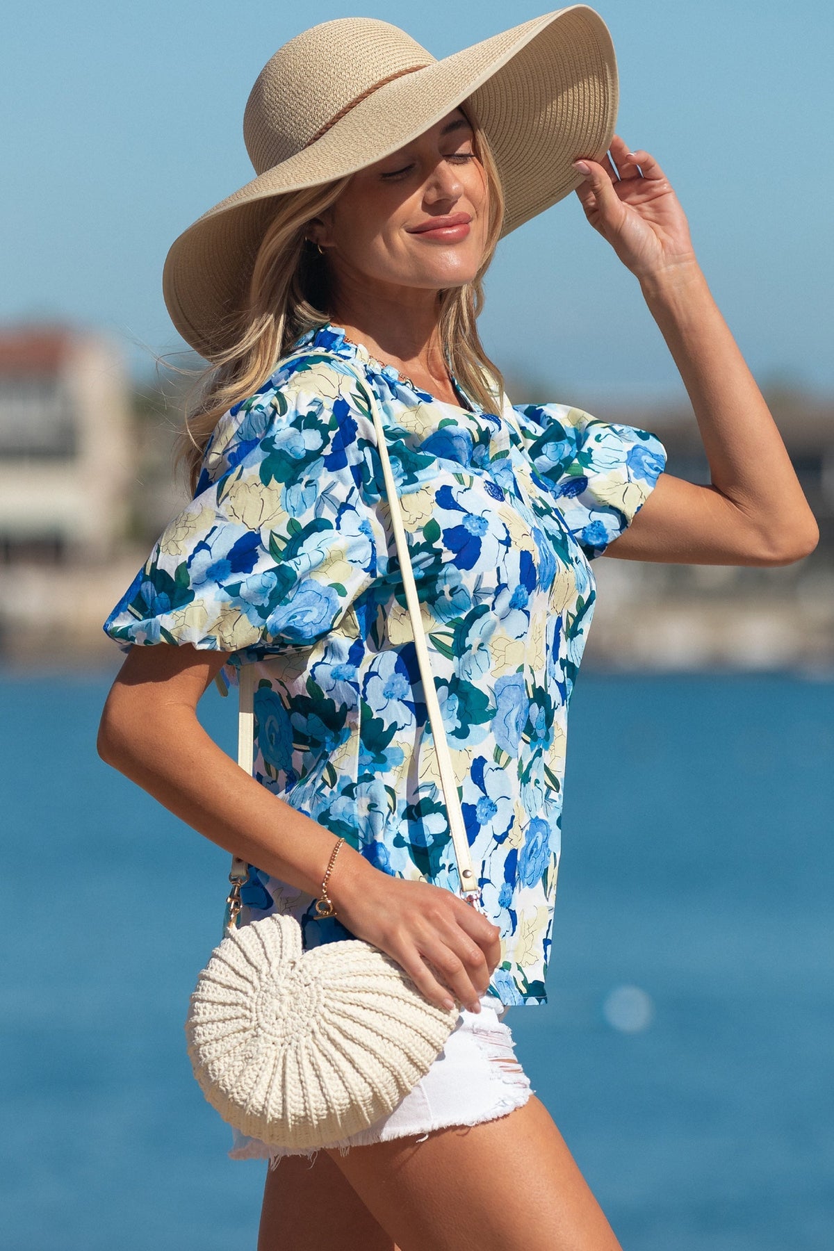 Threaded Pear Leilani Short Puff Sleeve Blouse