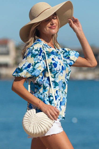 Threaded Pear Leilani Short Puff Sleeve Blouse