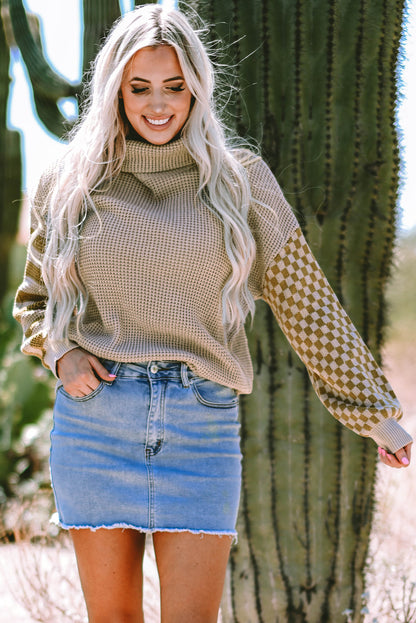 Threaded Pear Vera Waffle Knit Turtleneck Sweater