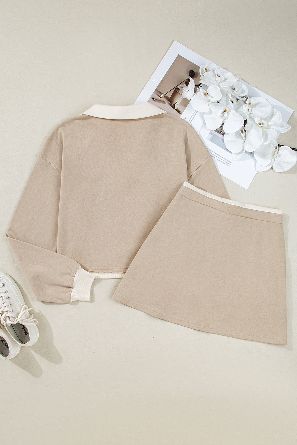 Threaded Pear Valerie Cropped Pullover Drawstring Skirt Set