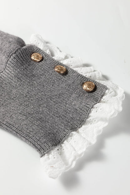 Threaded Pear Katelyn Patchwork Cuffs Loose Sweater