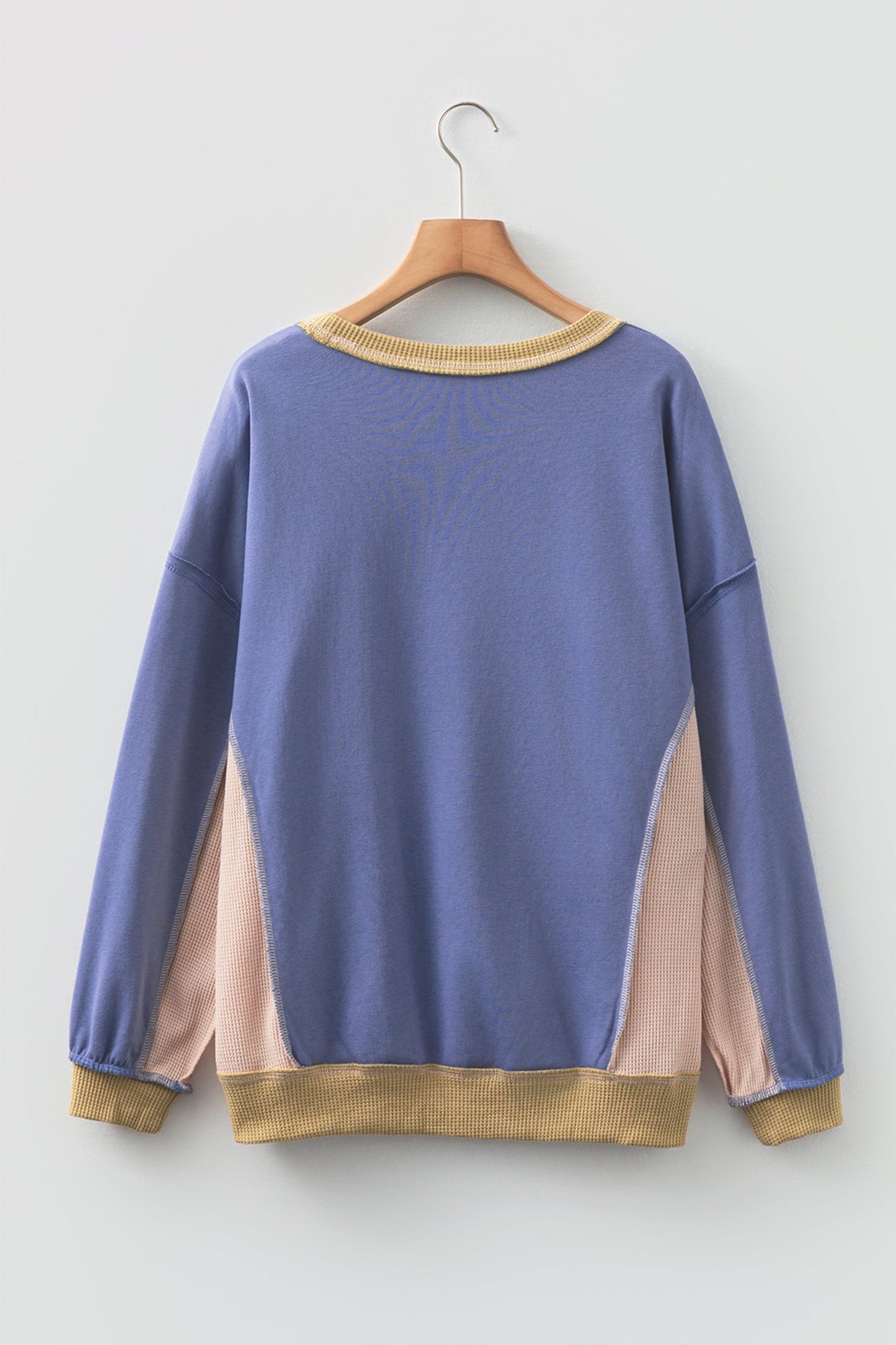 Threaded Pear Alaina Waffle Patchwork Oversize Sweatshirt