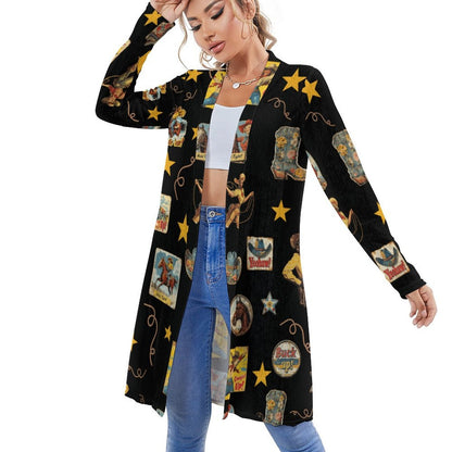 Baha Ranch Vintage Cowgirl Collage Western Lightweight Cardigan