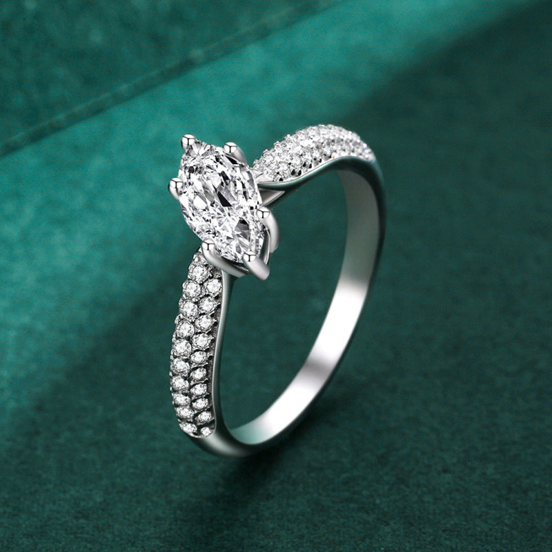 Authentic 925 Sterling Silver Diamond Ring | Light Luxury Adjustable Engagement Ring for Women | Elegant Moissanite-Style Sparkling Solitaire Ring