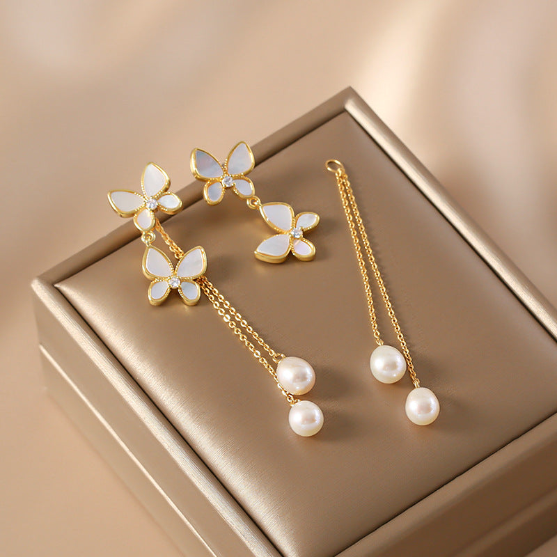 New Trendy Exquisite Sweet Butterfly Long Tassel Earrings | High-Sense Romantic Drop Earpieces | Trendy Minimalist Butterfly Tassel Jewelry | Luxury-Label Statuesque Radiant Accessory | 2026 High-Fashion Emerald-Luxe Essential