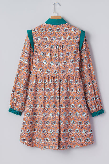 Threaded Pear Alia Floral Contrast Collared Shirt