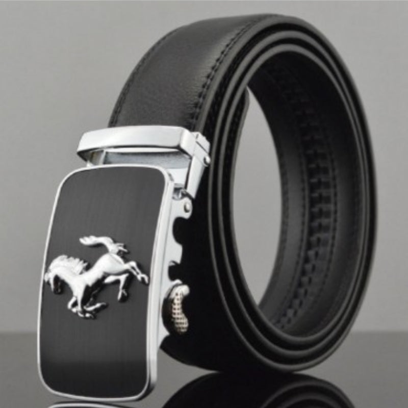 Men’s Luxury Automatic Buckle Leather Belt | High-Sense Professional Executive Waistband | Trendy Minimalist Sleek Ratchet Belt | Luxury-Label Statuesque Radiant Accessory | 2026 High-Fashion Emerald-Luxe Essential