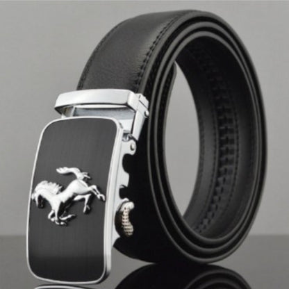 Men’s Luxury Automatic Buckle Leather Belt | High-Sense Professional Executive Waistband | Trendy Minimalist Sleek Ratchet Belt | Luxury-Label Statuesque Radiant Accessory | 2026 High-Fashion Emerald-Luxe Essential