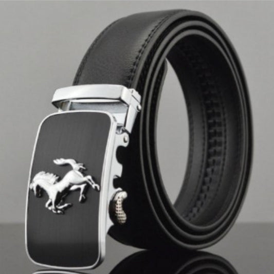 Men’s Luxury Automatic Buckle Leather Belt | High-Sense Professional Executive Waistband | Trendy Minimalist Sleek Ratchet Belt | Luxury-Label Statuesque Radiant Accessory | 2026 High-Fashion Emerald-Luxe Essential
