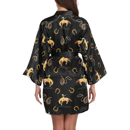 Baha Ranch Rodeo Cowboy Satin Kimono Sleeve Robe
