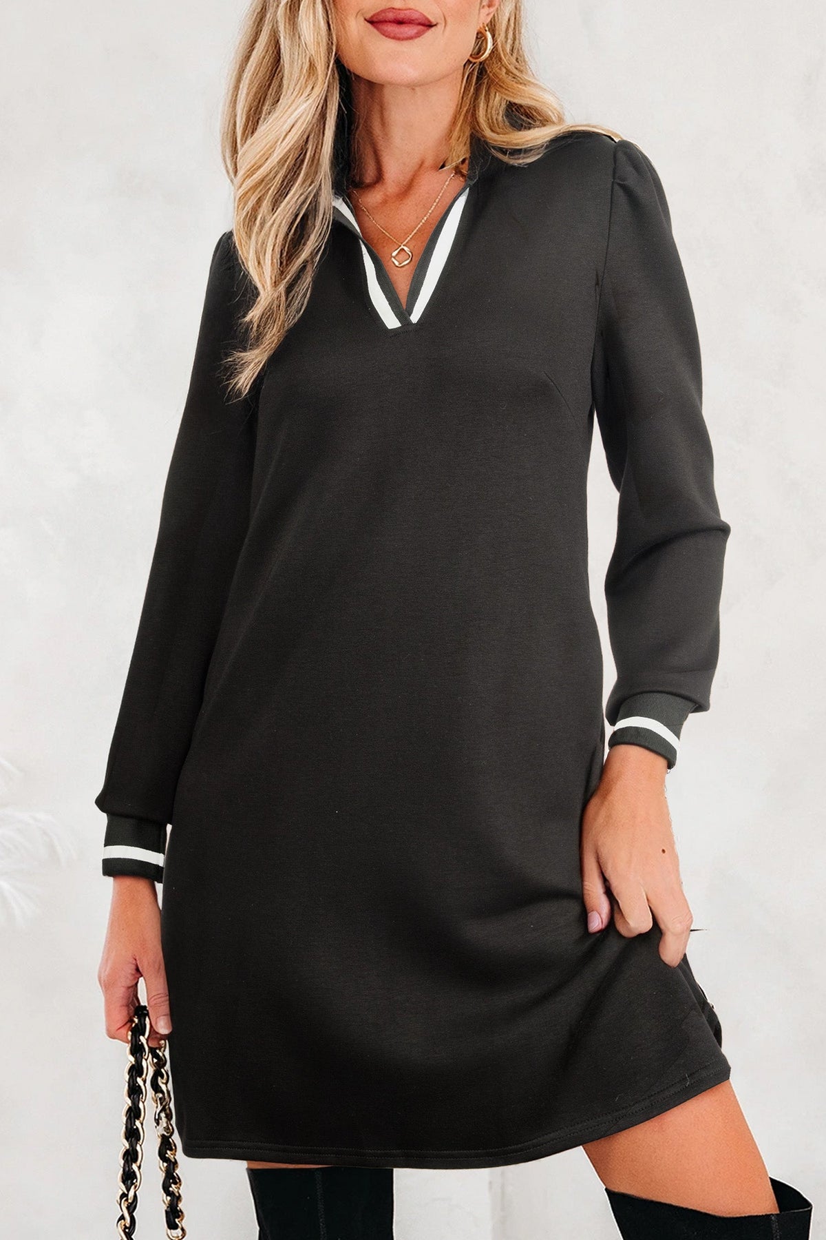 Threaded Pear Edith Sleeve Shift Mini Dress
