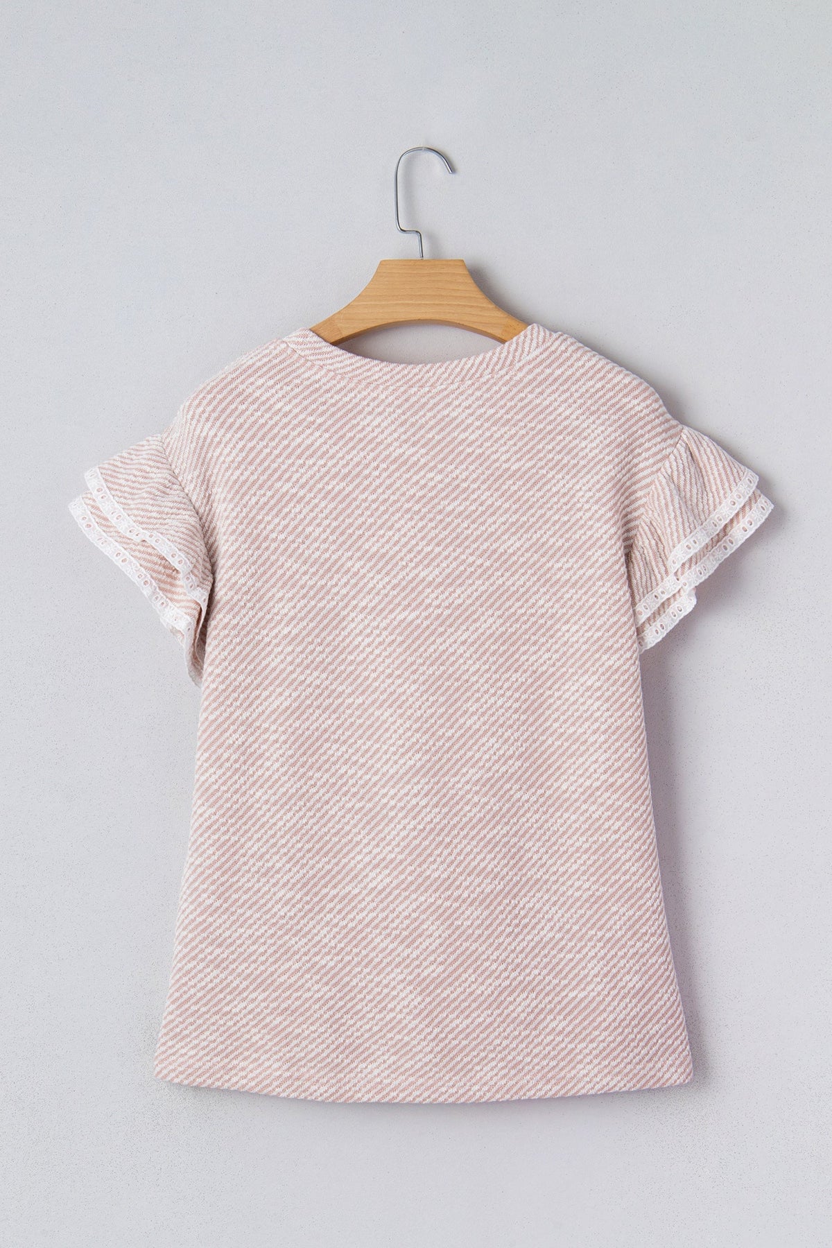 Threaded Pear Amanda Ruffled Short Sleeve Blouse