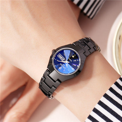 Tungsten Steel Color Waterproof Quartz Watch | Elegant Couple’s Calendar Wristwatch | Fashionable Student Daily Wear Watch | Trendy Minimalist Steel Watch for Men & Women | 2026 High-Fashion Precision Timepiece